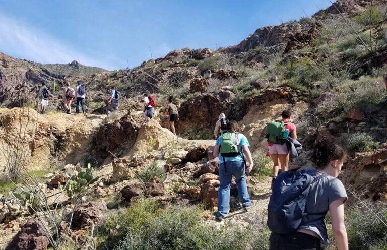 Students Hiking in the desert