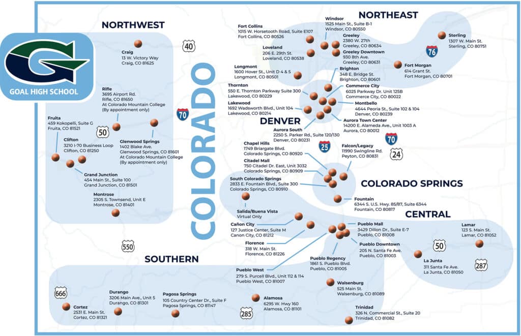 Map of Colorado Goal Locations